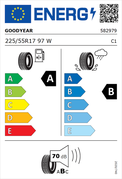 Tyre Label for Goodyear EfficientGrip Performance 225/55R17 97W